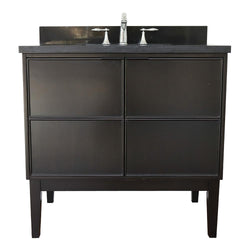 37" Single Vanity In Cappuccino Finish Top With Black Galaxy And Rectangle Sink - Luxe Bathroom Vanities