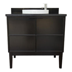 37" Single Vanity In Cappuccino Finish Top With Black Galaxy And Round Sink - Luxe Bathroom Vanities