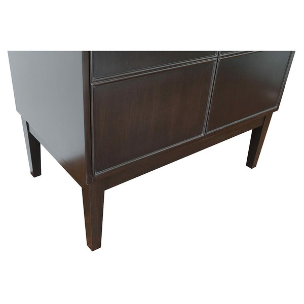 37" Single Vanity In Cappuccino Finish Top With Black Galaxy And Round Sink - Luxe Bathroom Vanities