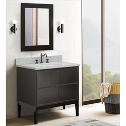 37" Single Vanity In Cappuccino Finish Top With Gray Granite And Oval Sink - Luxe Bathroom Vanities
