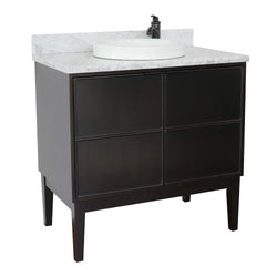 37" Single Vanity In Cappuccino Finish Top With White Carrara And Round Sink - Luxe Bathroom Vanities