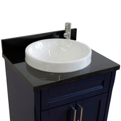 Bellaterra Home 25" Single sink vanity in White finish with Black galaxy granite and round sink - Luxe Bathroom Vanities