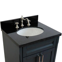 Bellaterra Home 25" Single sink vanity in White finish with Black galaxy granite and oval sink - Luxe Bathroom Vanities