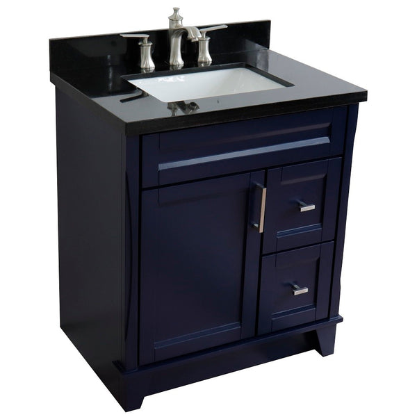 Bellaterra Home 31" Single sink vanity in White finish with Black galaxy granite with rectangle sink - Luxe Bathroom Vanities