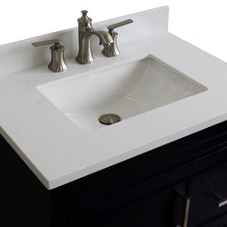 Bellaterra Home 31" Single sink vanity in White finish with Black galaxy granite with rectangle sink - Luxe Bathroom Vanities