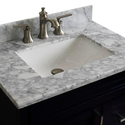 Bellaterra Home 31" Single sink vanity in White finish with Black galaxy granite with rectangle sink - Luxe Bathroom Vanities