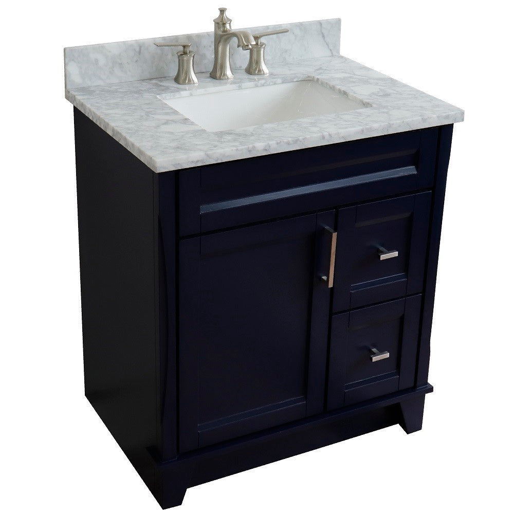 Bellaterra Home 31" Single sink vanity in White finish with Black galaxy granite with rectangle sink - Luxe Bathroom Vanities