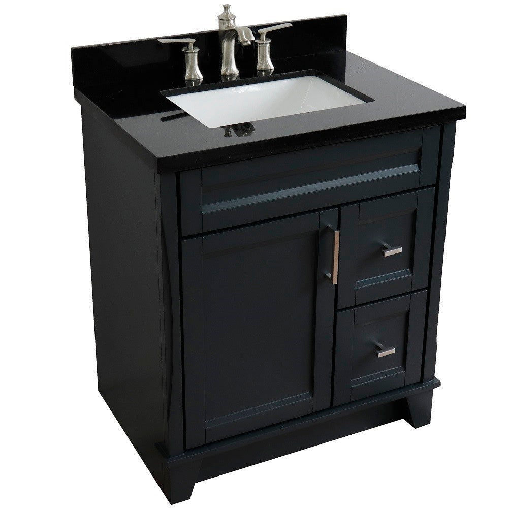 Bellaterra Home 31" Single sink vanity in White finish with Black galaxy granite with rectangle sink - Luxe Bathroom Vanities