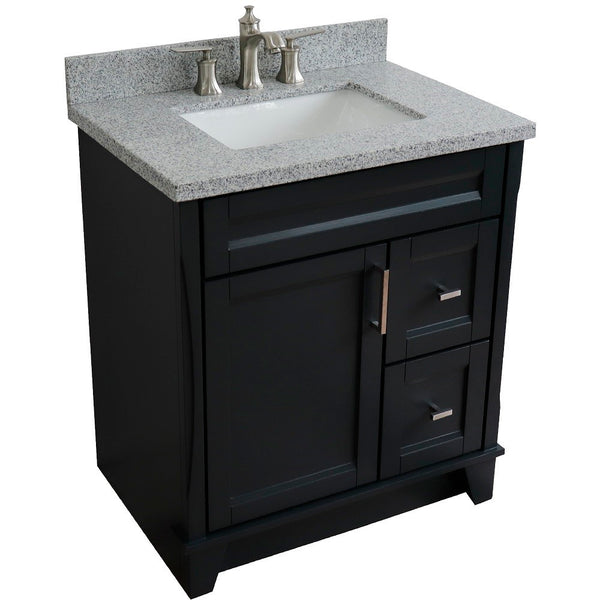 Bellaterra Home 31" Single sink vanity in White finish with Black galaxy granite with rectangle sink - Luxe Bathroom Vanities