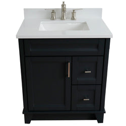 Bellaterra Home 31" Single sink vanity in White finish with Black galaxy granite with rectangle sink - Luxe Bathroom Vanities