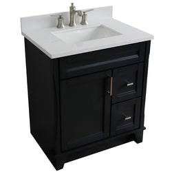 Bellaterra Home 31" Single sink vanity in White finish with Black galaxy granite with rectangle sink - Luxe Bathroom Vanities