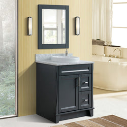 Bellaterra Home 31" Single sink vanity in White finish with Black galaxy granite with round sink - Luxe Bathroom Vanities