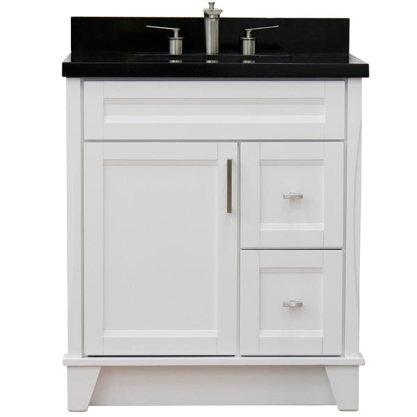 Bellaterra Home 31" Single sink vanity in White finish with Black galaxy granite with rectangle sink - Luxe Bathroom Vanities