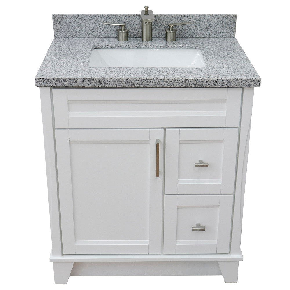 Bellaterra Home 31" Single sink vanity in White finish with Black galaxy granite with rectangle sink - Luxe Bathroom Vanities