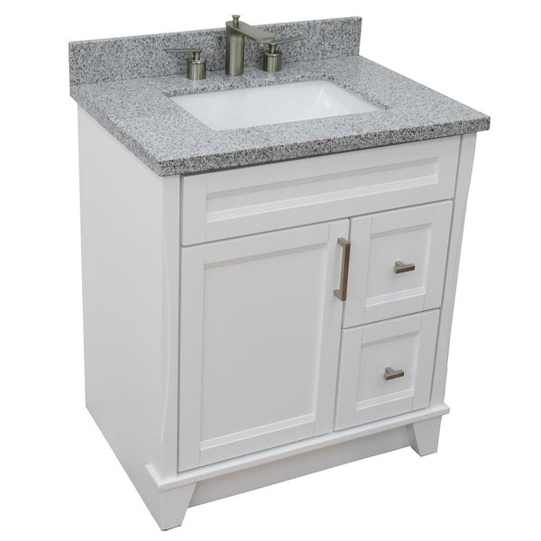 Bellaterra Home 31" Single sink vanity in White finish with Black galaxy granite with rectangle sink - Luxe Bathroom Vanities