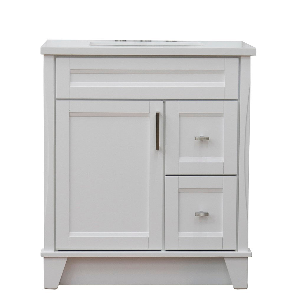 Bellaterra Home 31" Single sink vanity in White finish with Black galaxy granite with rectangle sink - Luxe Bathroom Vanities