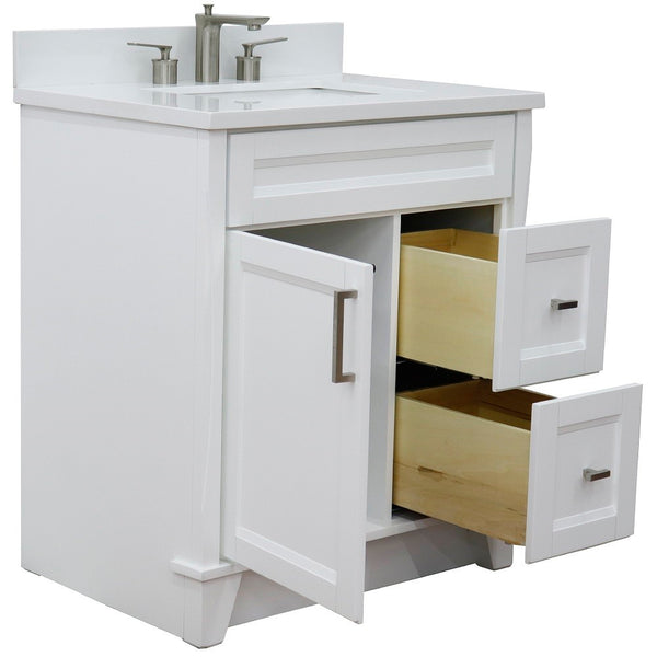 Bellaterra Home 31" Single sink vanity in White finish with Black galaxy granite with rectangle sink - Luxe Bathroom Vanities