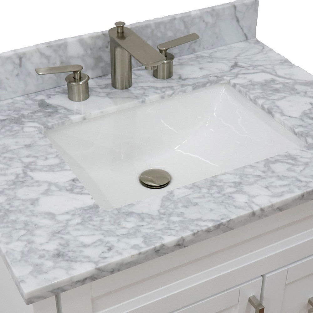 Bellaterra Home 31" Single sink vanity in White finish with Black galaxy granite with rectangle sink - Luxe Bathroom Vanities