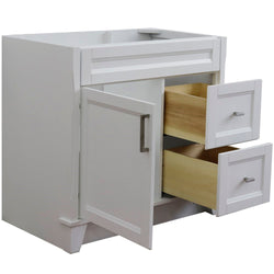 Bellaterra Home 36" Single sink vanity in White finish- cabinet only - Left door - Luxe Bathroom Vanities