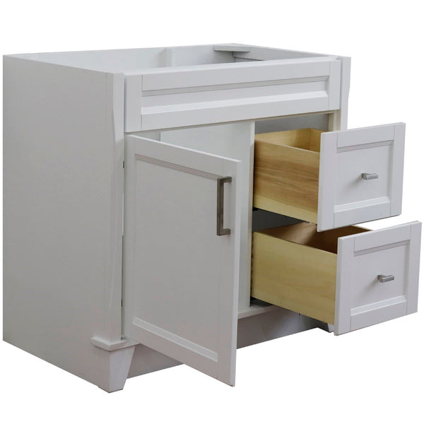 Bellaterra Home 36" Single sink vanity in White finish- cabinet only - Left door - Luxe Bathroom Vanities