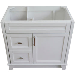 Bellaterra Home 36" Single sink vanity in White finish- cabinet only - Right drawers - Luxe Bathroom Vanities