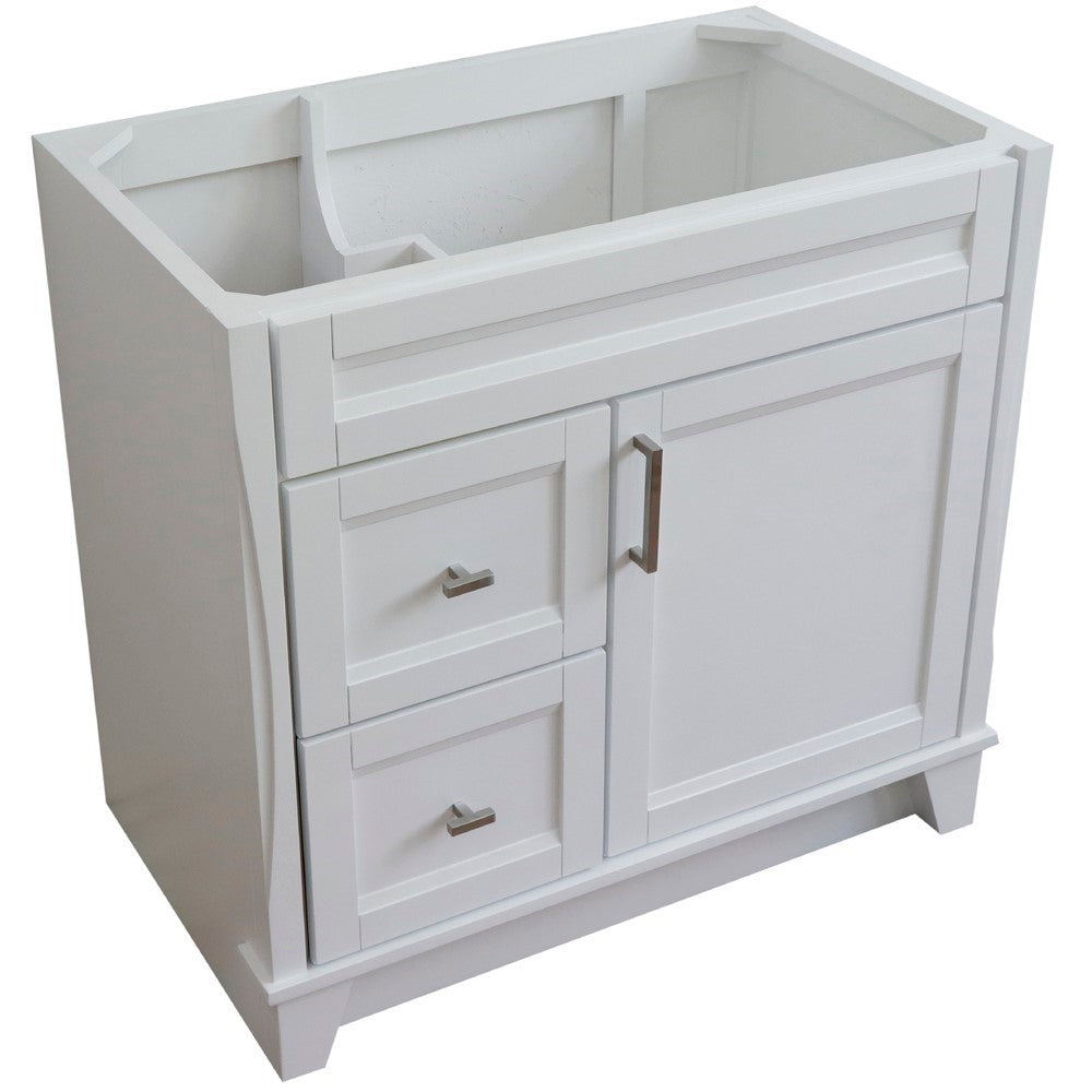 Bellaterra Home 36" Single sink vanity in White finish- cabinet only - Right drawers - Luxe Bathroom Vanities