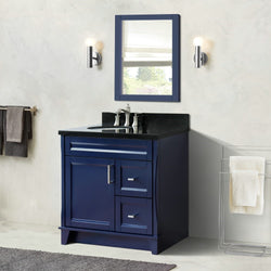 Bellaterra Home 37" Single sink vanity in White finish with Black galaxy granite and and Left door/Left sink - Luxe Bathroom Vanities