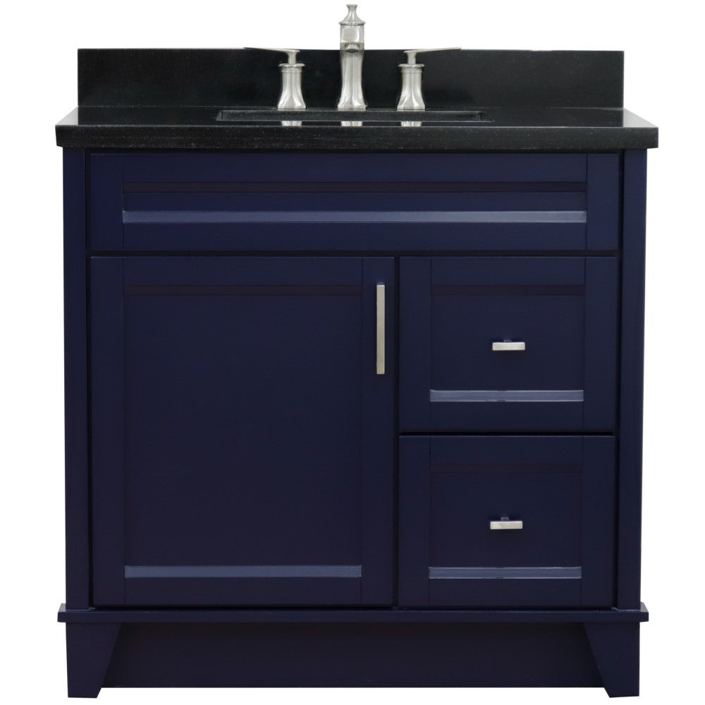 Bellaterra Home 37" Single sink vanity in White finish with Black galaxy granite and Left door/Center sink - Luxe Bathroom Vanities