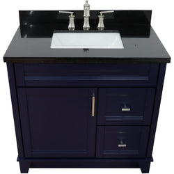 Bellaterra Home 37" Single sink vanity in White finish with Black galaxy granite and Left door/Center sink - Luxe Bathroom Vanities