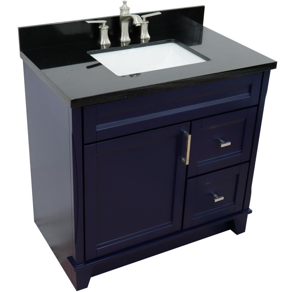 Bellaterra Home 37" Single sink vanity in White finish with Black galaxy granite and Left door/Center sink - Luxe Bathroom Vanities