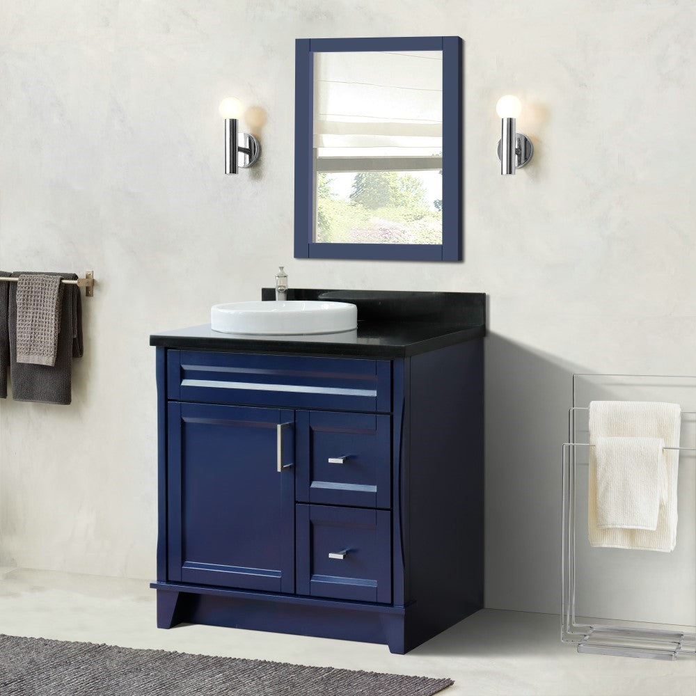 Bellaterra Home 37" Single sink vanity in White finish with Black galaxy granite and Left door/Round Left sink - Luxe Bathroom Vanities