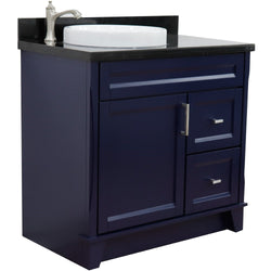 Bellaterra Home 37" Single sink vanity in White finish with Black galaxy granite and Left door/Round Left sink - Luxe Bathroom Vanities