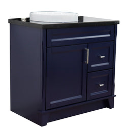 Bellaterra Home 37" Single sink vanity in White finish with Black galaxy granite and Left door/Round Left sink - Luxe Bathroom Vanities