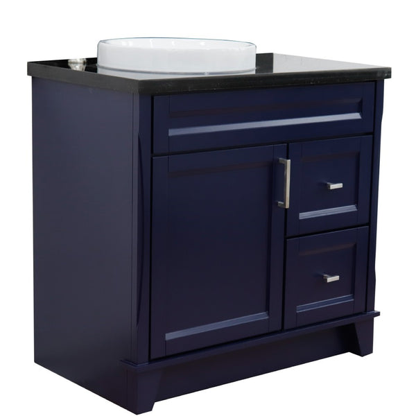 Bellaterra Home 37" Single sink vanity in White finish with Black galaxy granite and Left door/Round Left sink - Luxe Bathroom Vanities