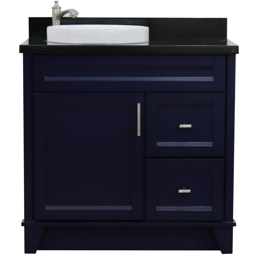 Bellaterra Home 37" Single sink vanity in White finish with Black galaxy granite and Left door/Round Left sink - Luxe Bathroom Vanities