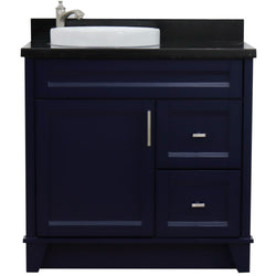Bellaterra Home 37" Single sink vanity in White finish with Black galaxy granite and Left door/Round Left sink - Luxe Bathroom Vanities