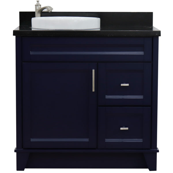 Bellaterra Home 37" Single sink vanity in White finish with Black galaxy granite and Left door/Round Left sink - Luxe Bathroom Vanities