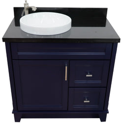 Bellaterra Home 37" Single sink vanity in White finish with Black galaxy granite and Left door/Round Left sink - Luxe Bathroom Vanities