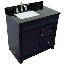 Bellaterra Home 37" Single sink vanity in White finish with Black galaxy granite and Left door/Left sink - Luxe Bathroom Vanities