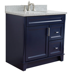 Bellaterra Home 37" Single sink vanity in White finish with Black galaxy granite and Left door/Center sink - Luxe Bathroom Vanities