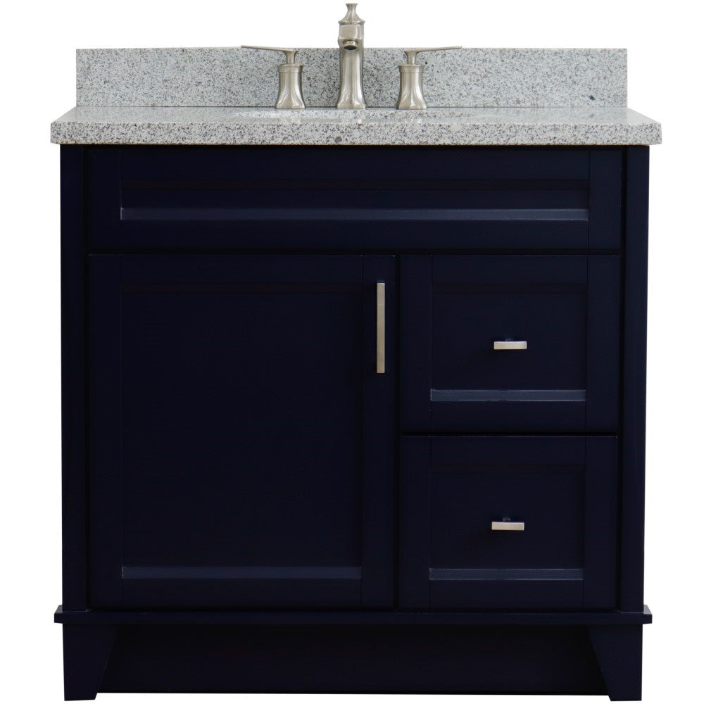 Bellaterra Home 37" Single sink vanity in White finish with Black galaxy granite and Left door/Center sink - Luxe Bathroom Vanities