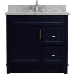 Bellaterra Home 37" Single sink vanity in White finish with Black galaxy granite and Left door/Center sink - Luxe Bathroom Vanities