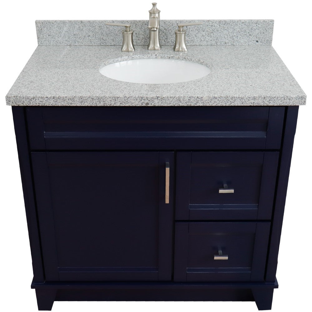 Bellaterra Home 37" Single sink vanity in White finish with Black galaxy granite and Left door/Center sink - Luxe Bathroom Vanities