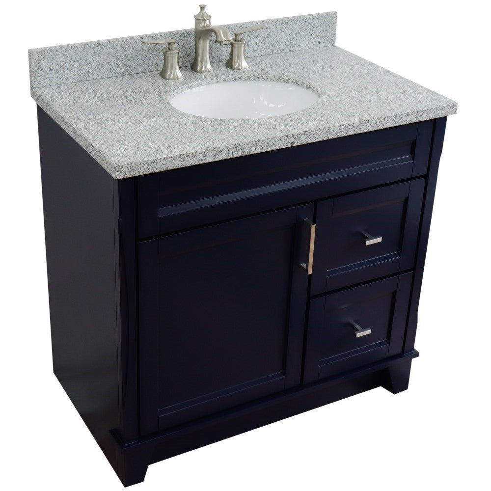 Bellaterra Home 37" Single sink vanity in White finish with Black galaxy granite and Left door/Center sink - Luxe Bathroom Vanities