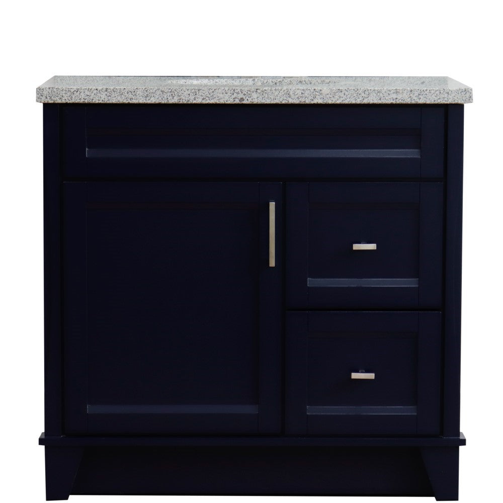 Bellaterra Home 37" Single sink vanity in White finish with Black galaxy granite and Left door/Center sink - Luxe Bathroom Vanities