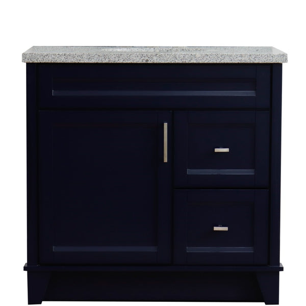 Bellaterra Home 37" Single sink vanity in White finish with Black galaxy granite and Left door/Center sink - Luxe Bathroom Vanities