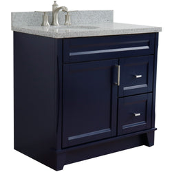 Bellaterra Home 37" Single sink vanity in White finish with Black galaxy granite and and Left door/Left sink - Luxe Bathroom Vanities