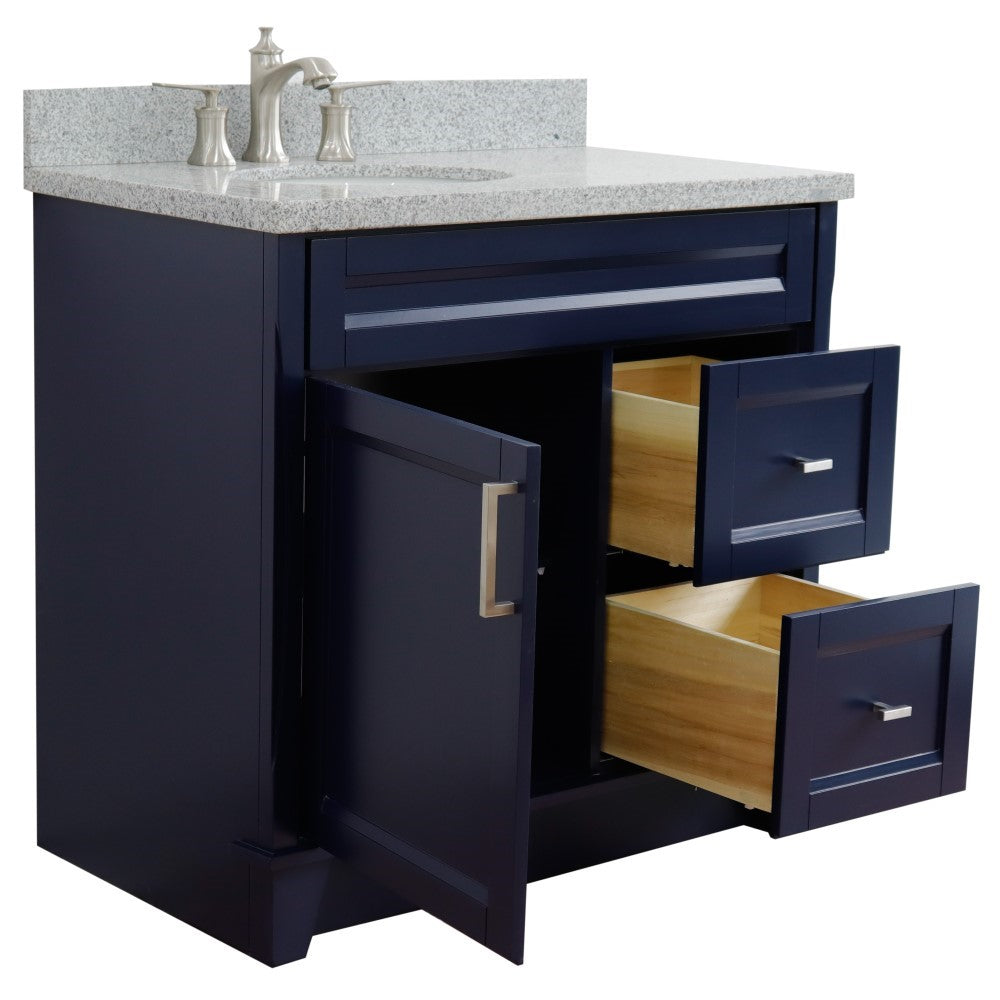 Bellaterra Home 37" Single sink vanity in White finish with Black galaxy granite and and Left door/Left sink - Luxe Bathroom Vanities