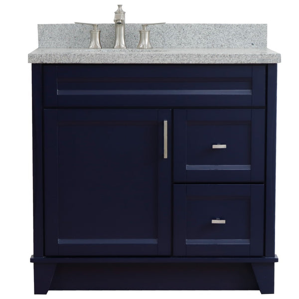 Bellaterra Home 37" Single sink vanity in White finish with Black galaxy granite and and Left door/Left sink - Luxe Bathroom Vanities