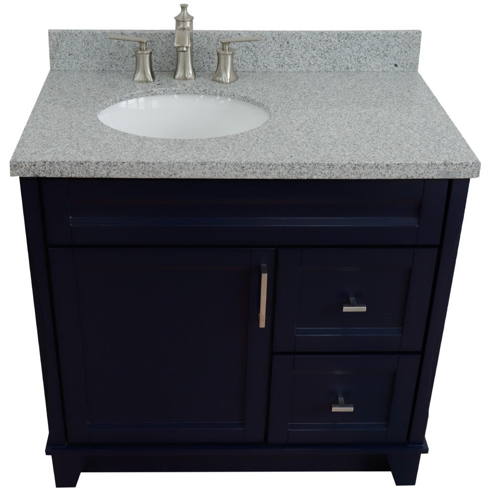 Bellaterra Home 37" Single sink vanity in White finish with Black galaxy granite and and Left door/Left sink - Luxe Bathroom Vanities